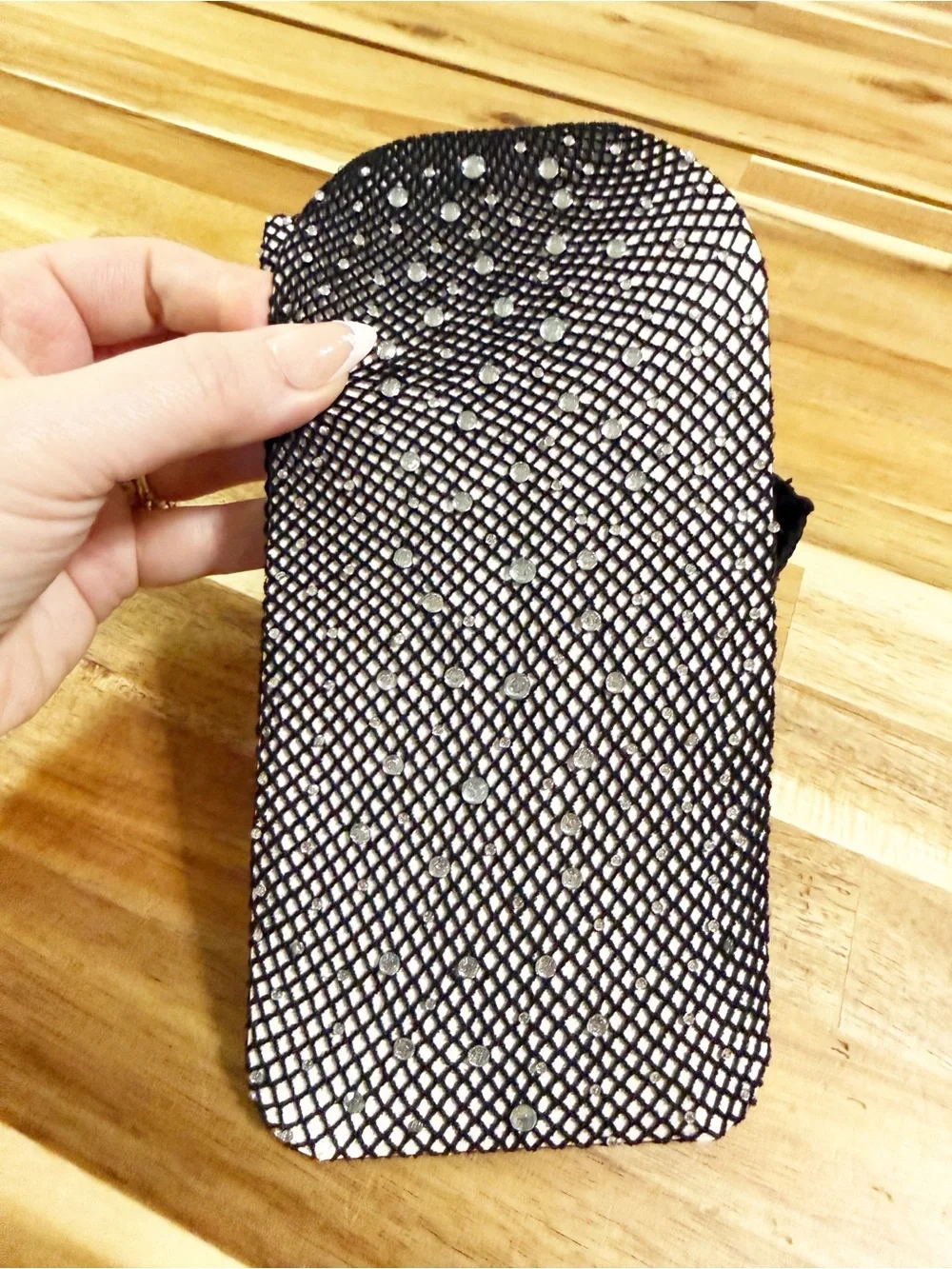 Free People Black Fishnet Glitter Rhinestone Tights Bedazzled One Size NEW
